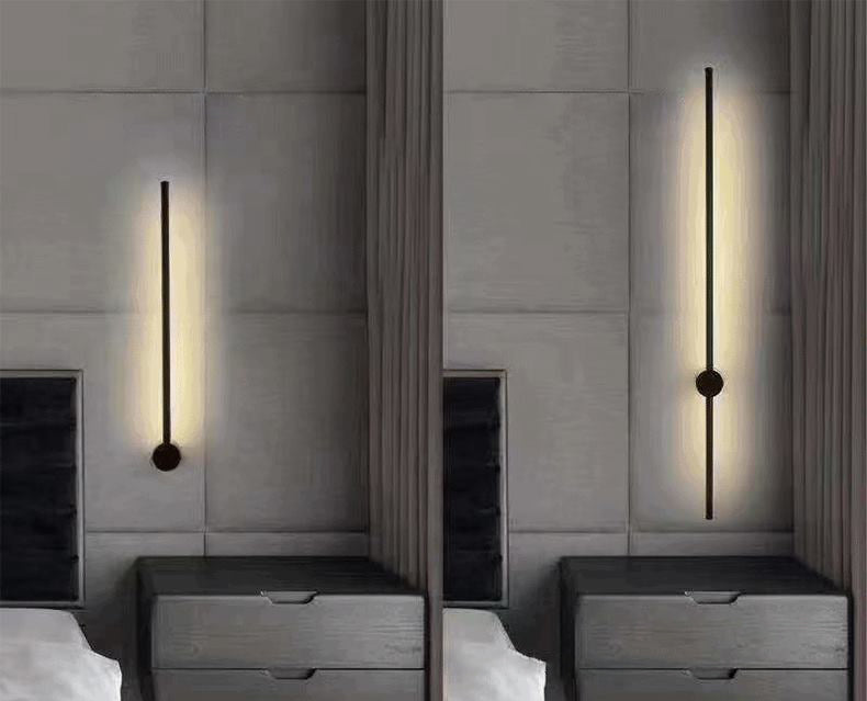Luz de pared de dormitorio negro de aluminio de estilo simple moderno