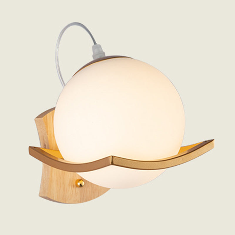 Nordic Postmodern Ball Single Head Glass Led White Wall Lamp