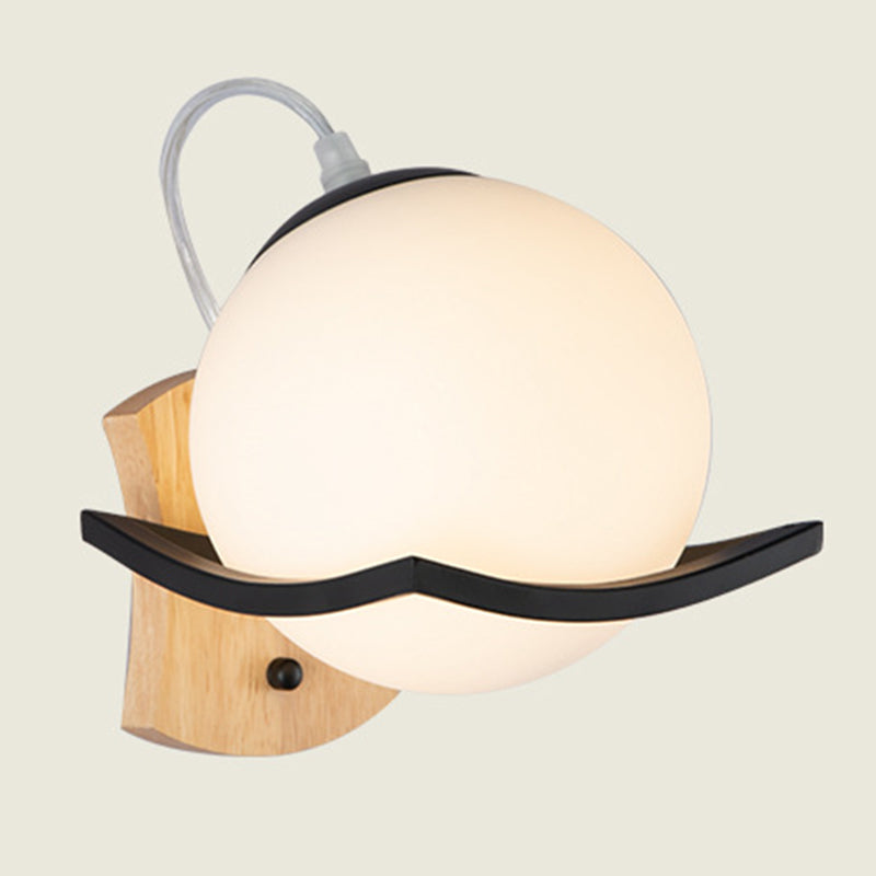 Nordic Postmodern Ball Single Head Glass Led White Wall Lamp