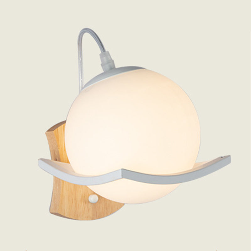 Nordic Postmodern Ball Single Head Glass Led White Wall Lamp