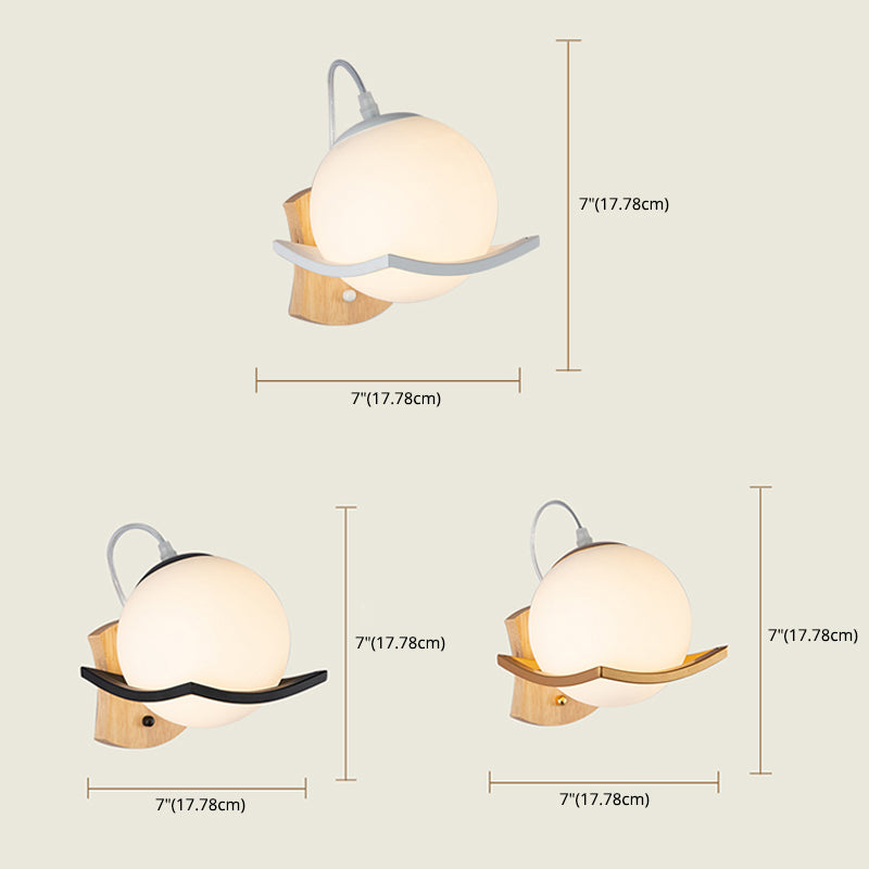 Nordic Postmodern Ball Single Head Glass Led White Wall Lamp