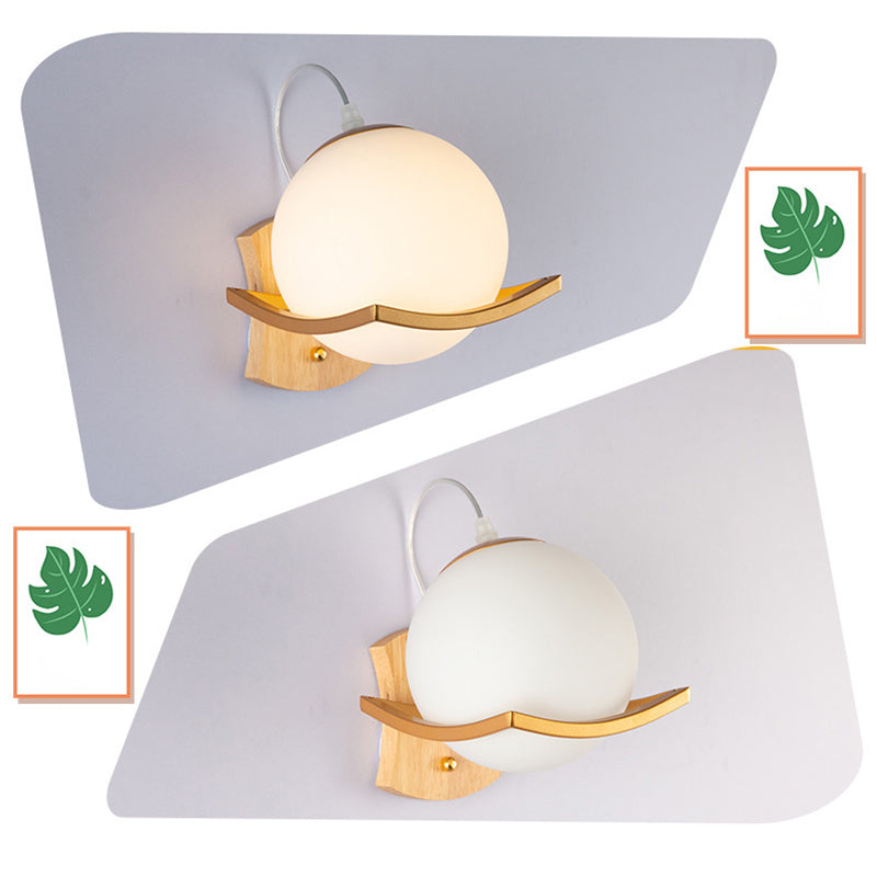 Nordic Postmodern Ball Single Head Glass Led White Wall Lamp