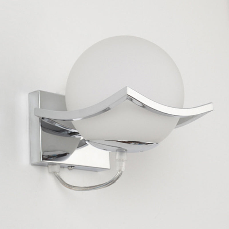 Modern Contracted Ball 1 Head Glass Material Milky White Wall Lamp