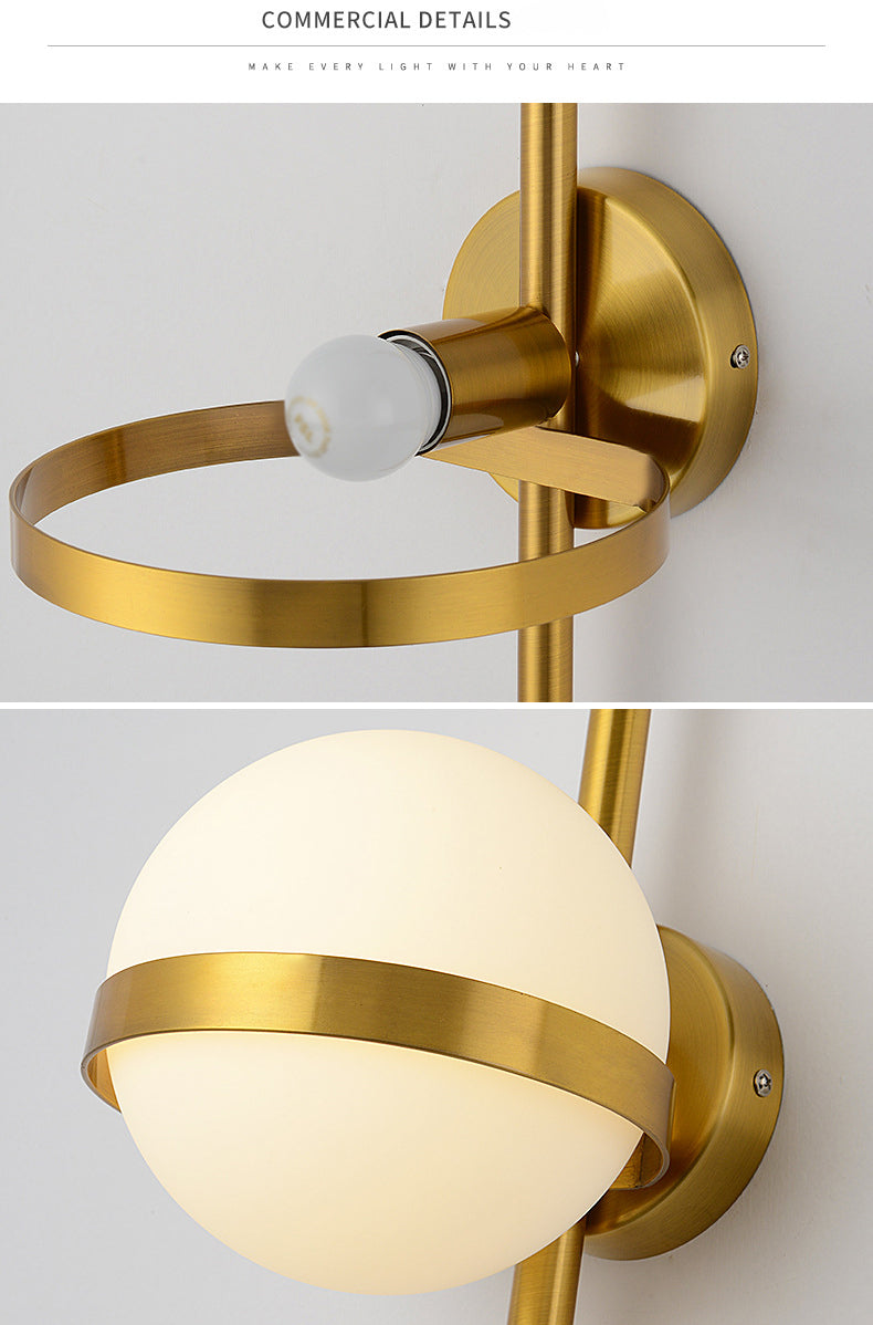 Noordse gecontracteerde postmodern sferisch 1 hoofd glasmateriaal witte wandlamp