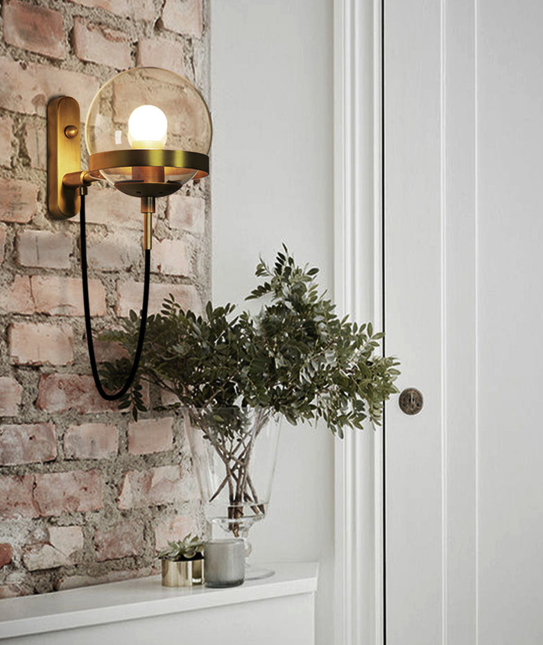 Postmodern sferisch 1 kop glazen materiaal koperen kleur wandlamp