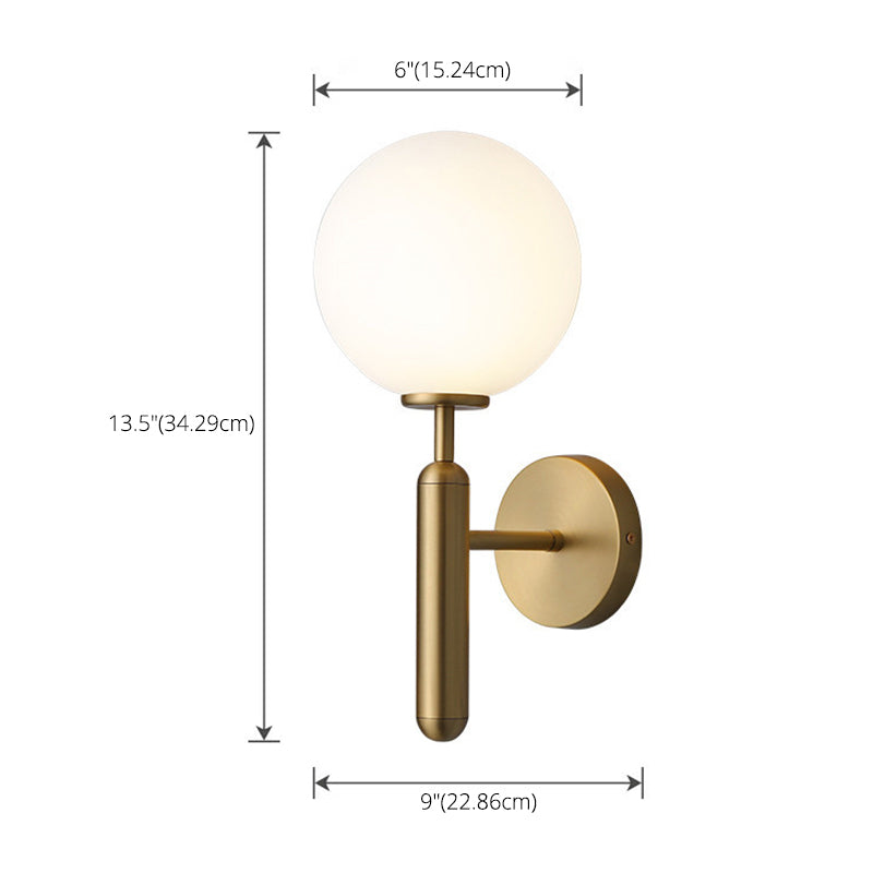 Melkachtige witte bal en waterpatroon bal eigentijds 1 hoofd wandmontage verlichting in messing