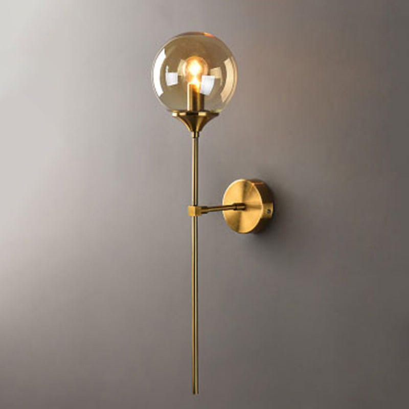 Lampe murale en laiton moderne sphérique simple sphérique 1 de tête