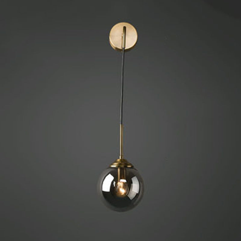 Lampe murale en laiton moderne sphérique simple sphérique 1 de tête