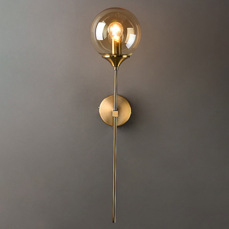 Modern Simple Spherical 1 Head Glass Material Brass Wall Lamp