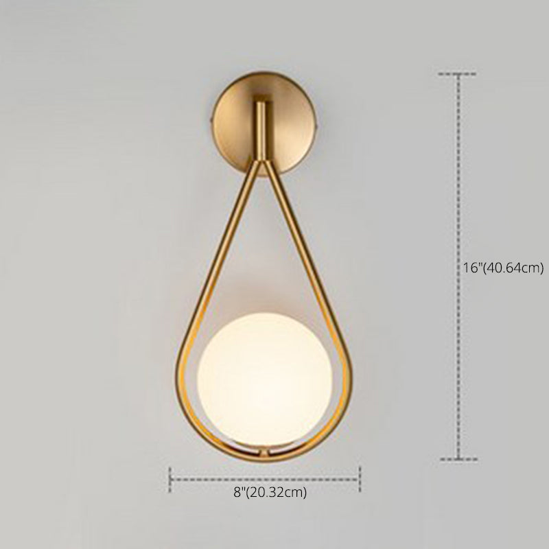 Nordic Minimalist Glass Wall Lamp Milky Glass Metal Base