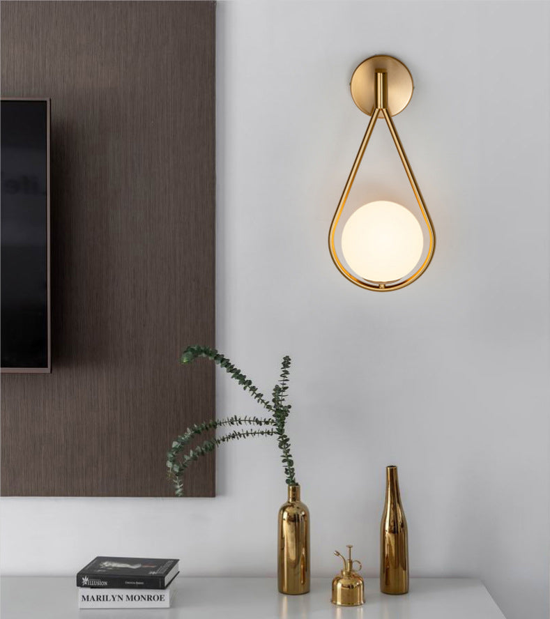 Nordic Minimalist Glass Wall Lamp Milky Glass Metal Base