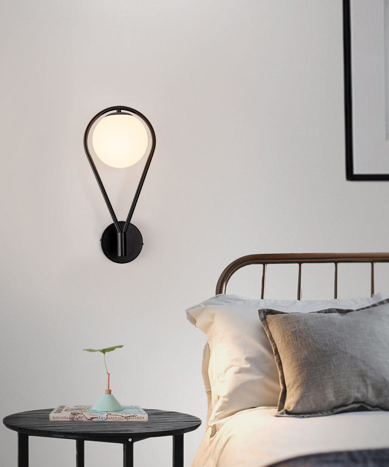 Nordic Minimalist Glass Wall Lamp Milky Glass Metal Base