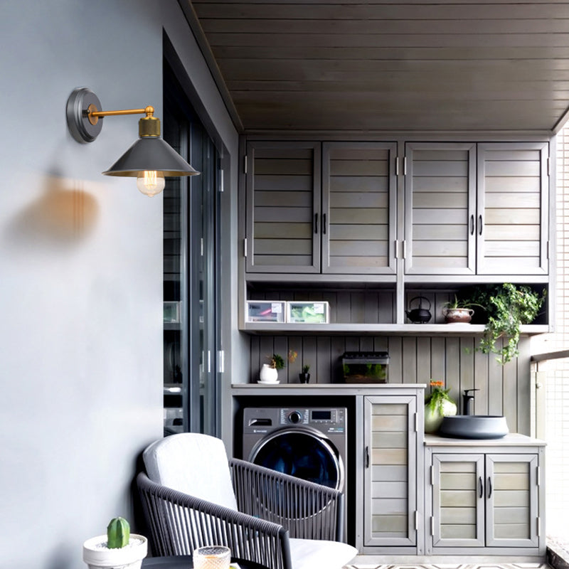 Schwarz 1 leichte Wandleuchter leichter industrieller Stil mit Metallbahnkegelwandlampe