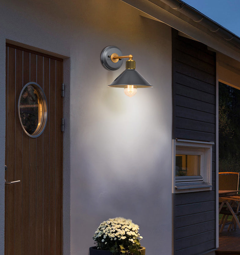 Schwarz 1 leichte Wandleuchter leichter industrieller Stil mit Metallbahnkegelwandlampe