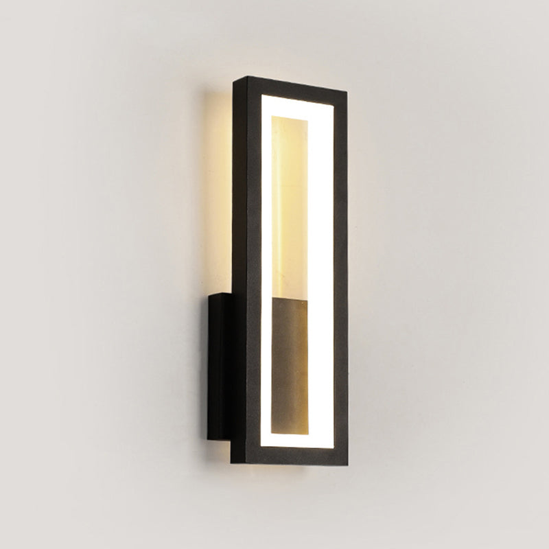Lámpara de pared negra simple y moderna de vidrio rectangular simple