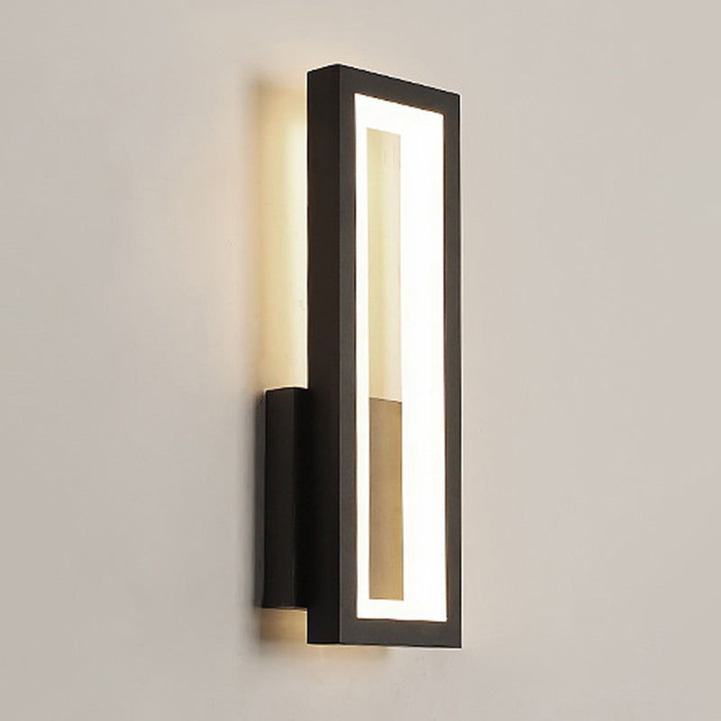 Lámpara de pared negra simple y moderna de vidrio rectangular simple