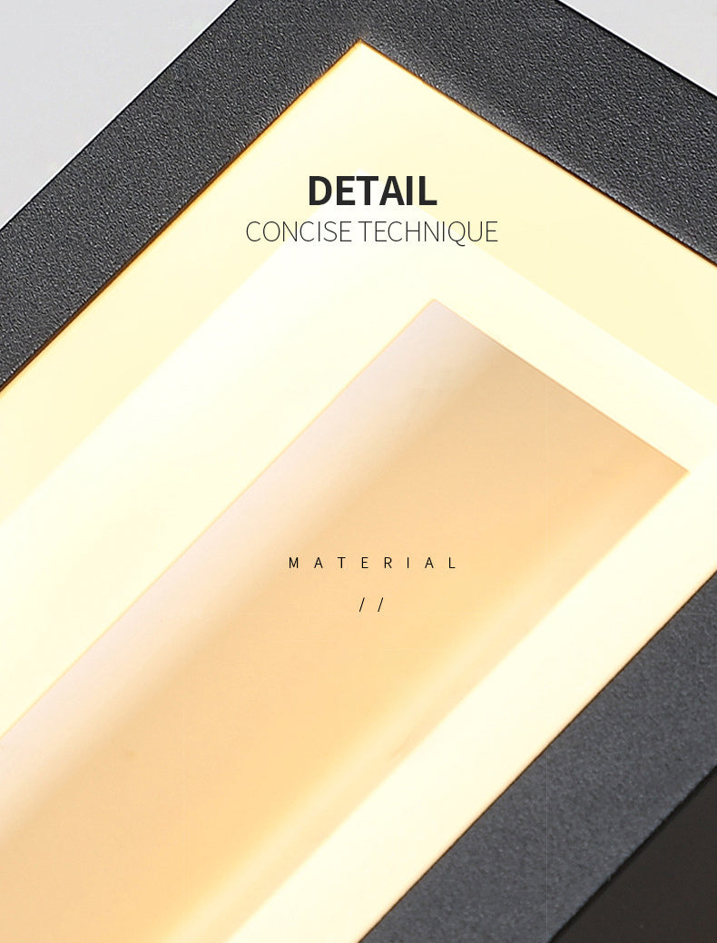 Lámpara de pared negra simple y moderna de vidrio rectangular simple