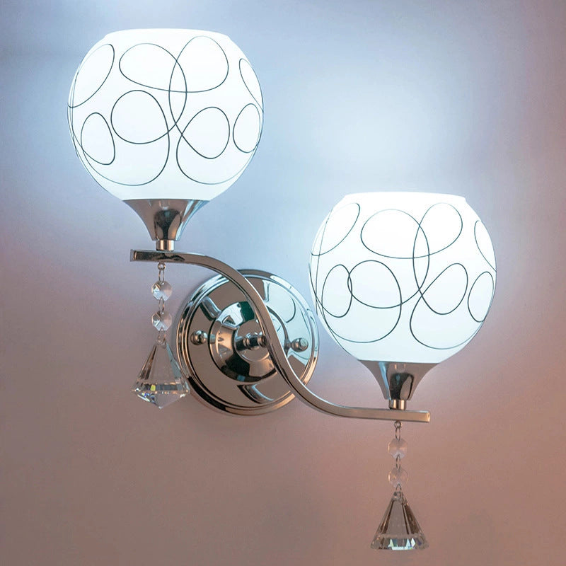 Noordse postmodern ronde 1 hoofd glazen materiaal led witte wandlamp