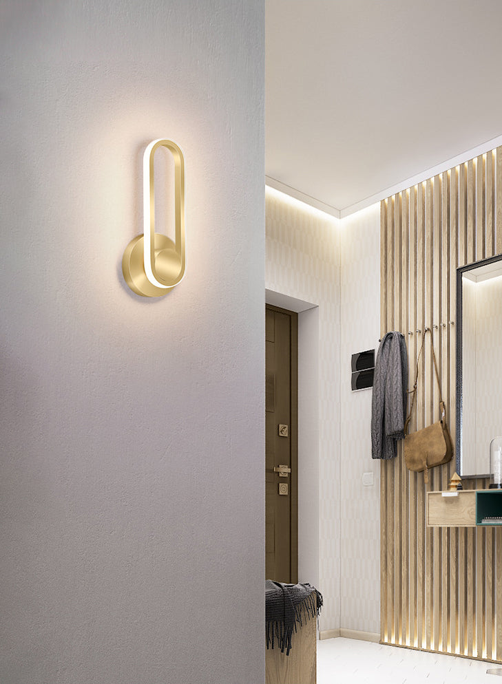 Nordic Modern Simple Rectangular Gold LED Personality Living Room Wall Lamp