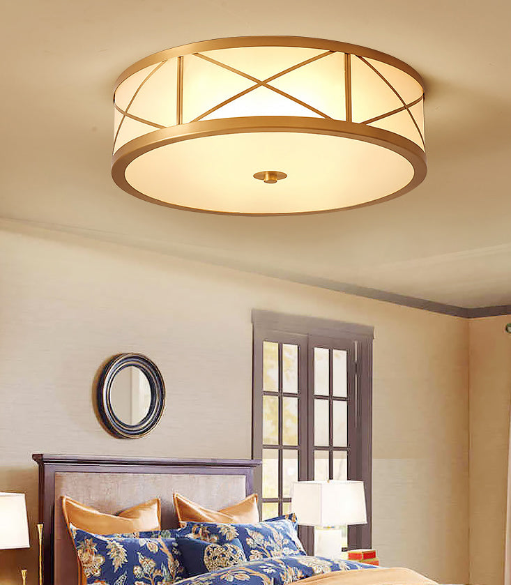 Drum Flush Mount Plafondlamp Armaturen Vintage Glas Plafondlamp Armatuur voor Woonkamer