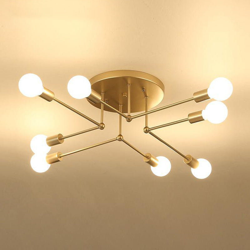 Sputnik Ontwerp Semi Flush Mount Licht Industriële Minimalist Exposed Bulb Slaapkamer Metalen Plafond Flush Mount