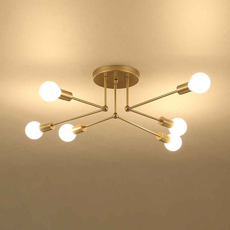 Sputnik Ontwerp Semi Flush Mount Licht Industriële Minimalist Exposed Bulb Slaapkamer Metalen Plafond Flush Mount