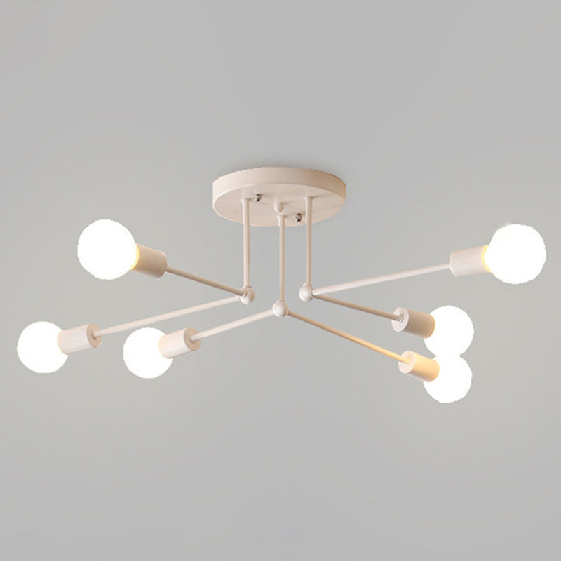 Sputnik Ontwerp Semi Flush Mount Licht Industriële Minimalist Exposed Bulb Slaapkamer Metalen Plafond Flush Mount