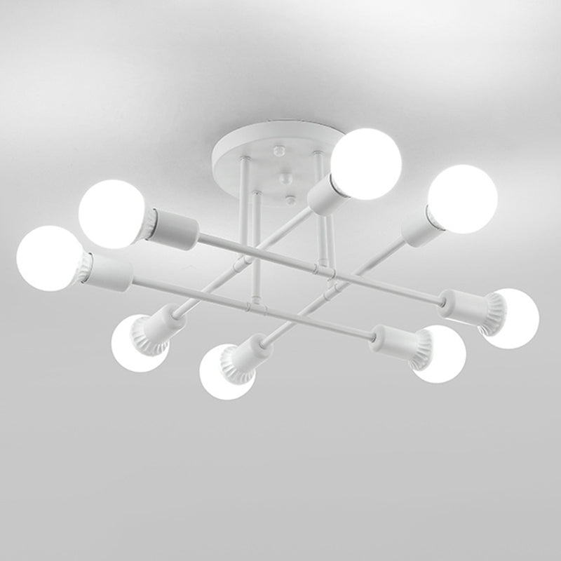 Lineaire Plafond Verlichting Retro Industrieel Ijzer Blootgesteld Lamp Semi Flush Mount Verlichting voor Living Room