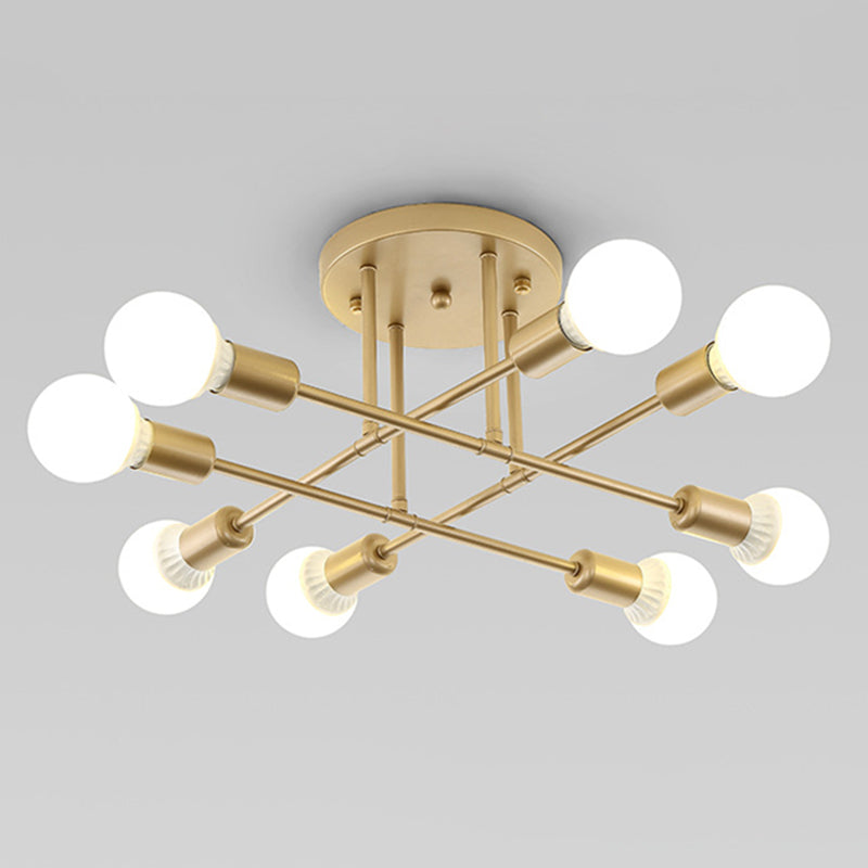 Lineaire Plafond Verlichting Retro Industrieel Ijzer Blootgesteld Lamp Semi Flush Mount Verlichting voor Living Room