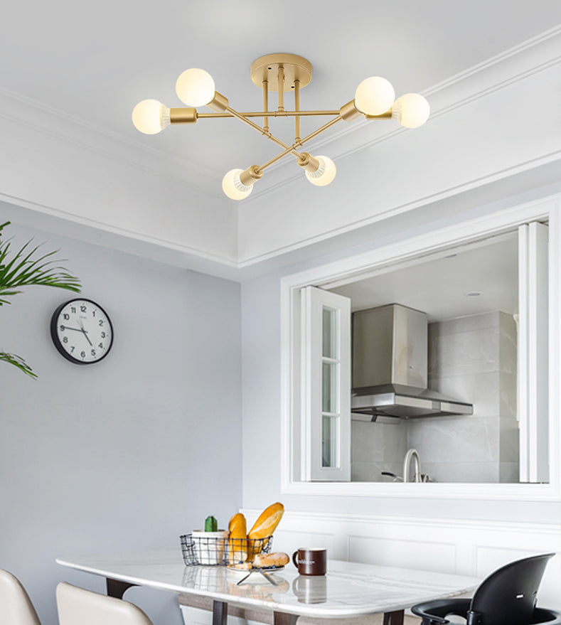 Lineaire Plafond Verlichting Retro Industrieel Ijzer Blootgesteld Lamp Semi Flush Mount Verlichting voor Living Room