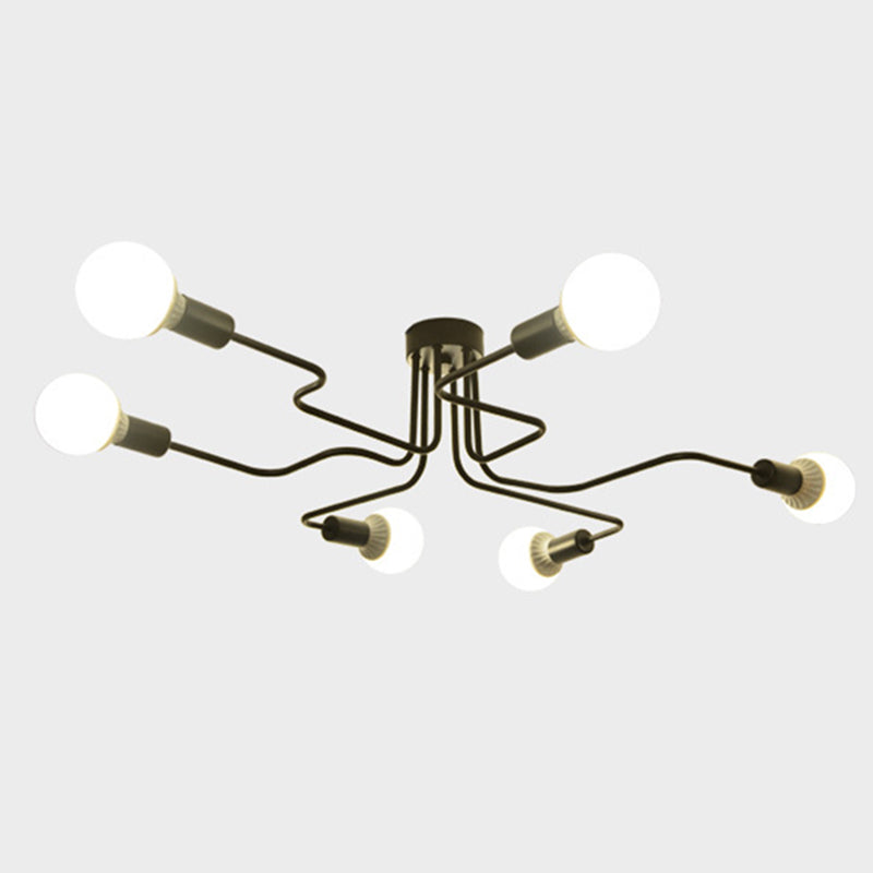 Open bol metalen spinnen plafondlicht industriële stijl multidichte semi-spoeling mount lamp voor woonkamer