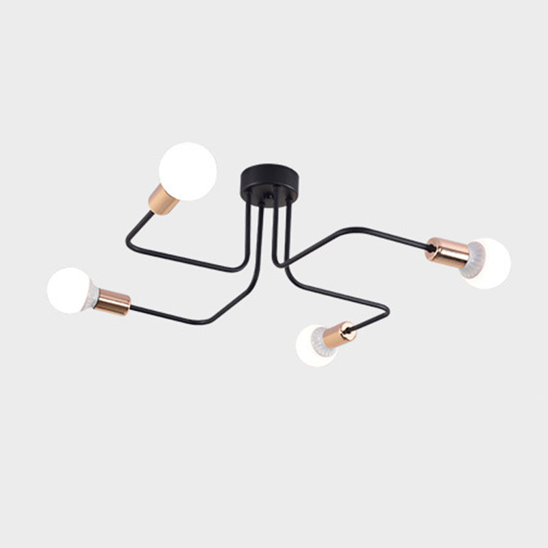 Open bol metalen spinnen plafondlicht industriële stijl multidichte semi-spoeling mount lamp voor woonkamer