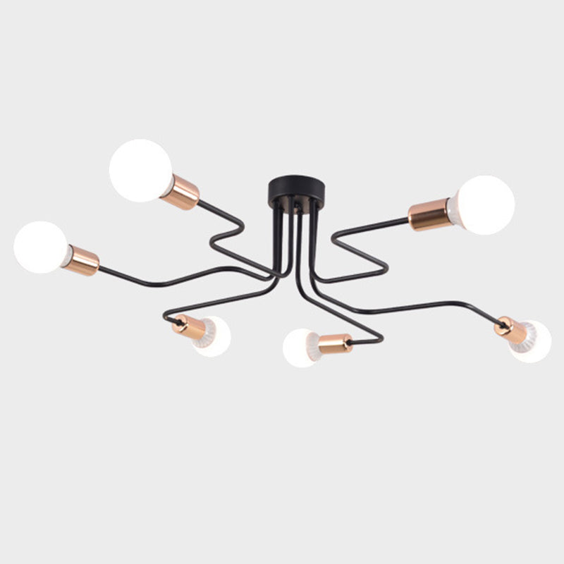 Open bol metalen spinnen plafondlicht industriële stijl multidichte semi-spoeling mount lamp voor woonkamer
