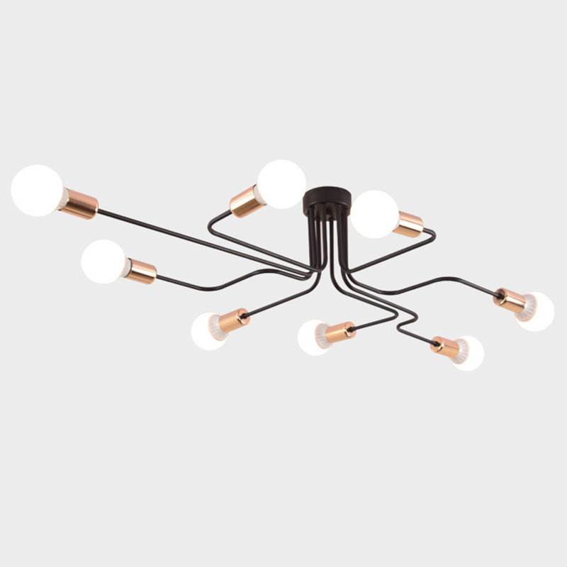 Open bol metalen spinnen plafondlicht industriële stijl multidichte semi-spoeling mount lamp voor woonkamer