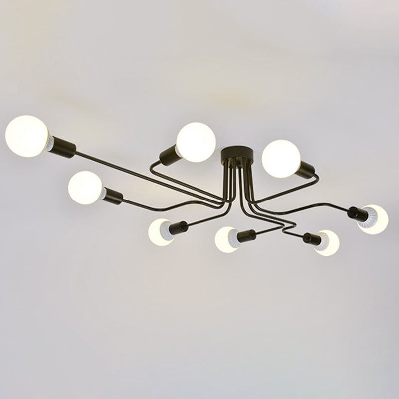 Open bol metalen spinnen plafondlicht industriële stijl multidichte semi-spoeling mount lamp voor woonkamer