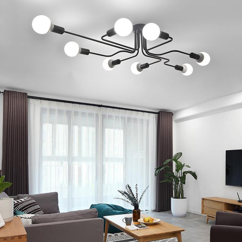 Open bol metalen spinnen plafondlicht industriële stijl multidichte semi-spoeling mount lamp voor woonkamer