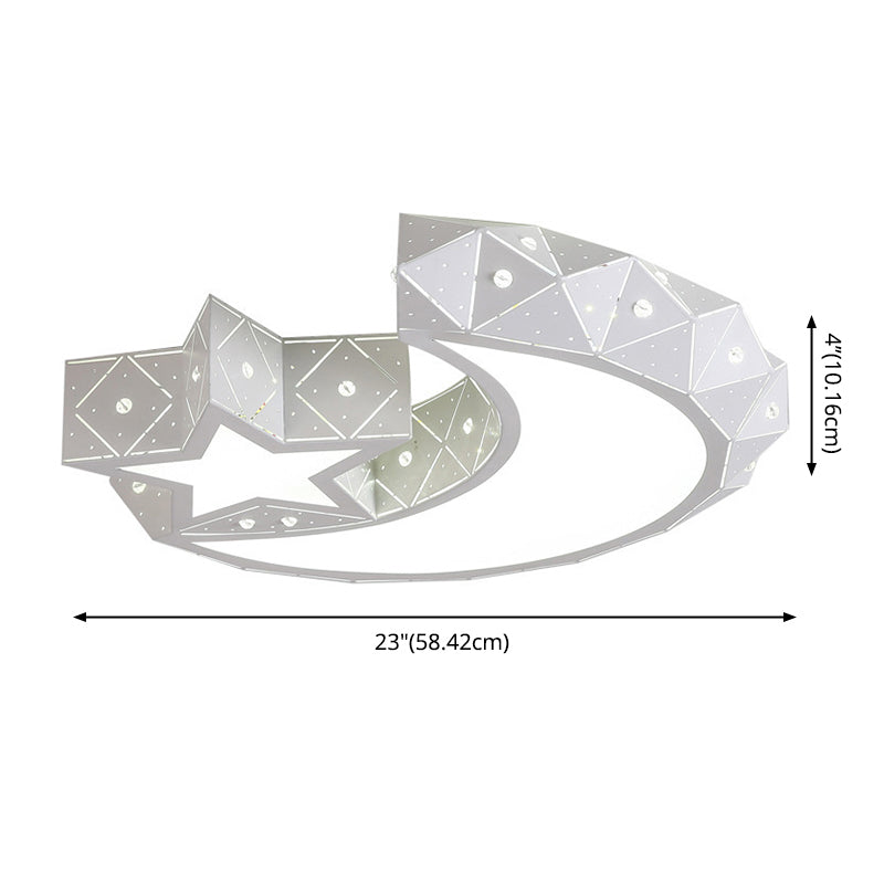 Nordic White Metal Flush Mount Light Fixture Cartoon Moon Flush Mount Spotlight for Kids Bedroom