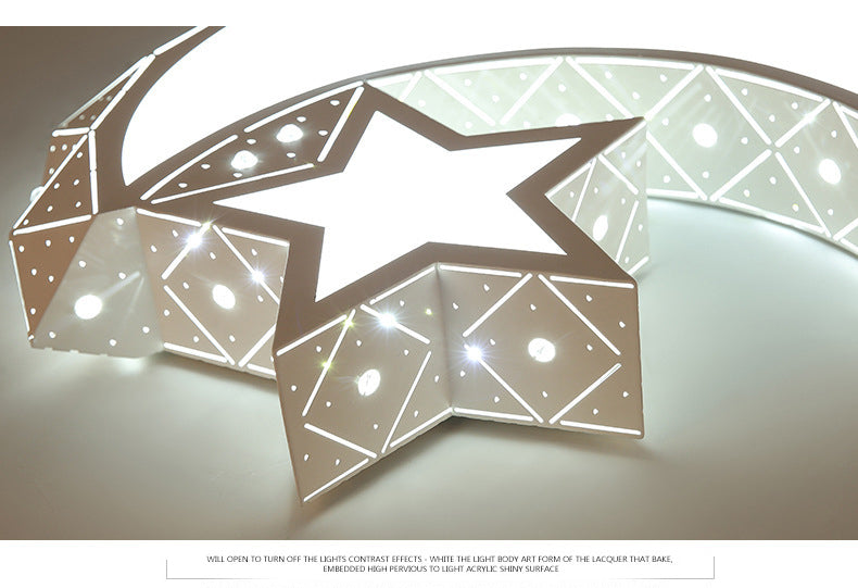 Nordic White Metal Flush Mount Light Fixture Cartoon Moon Flush Mount Spotlight for Kids Bedroom