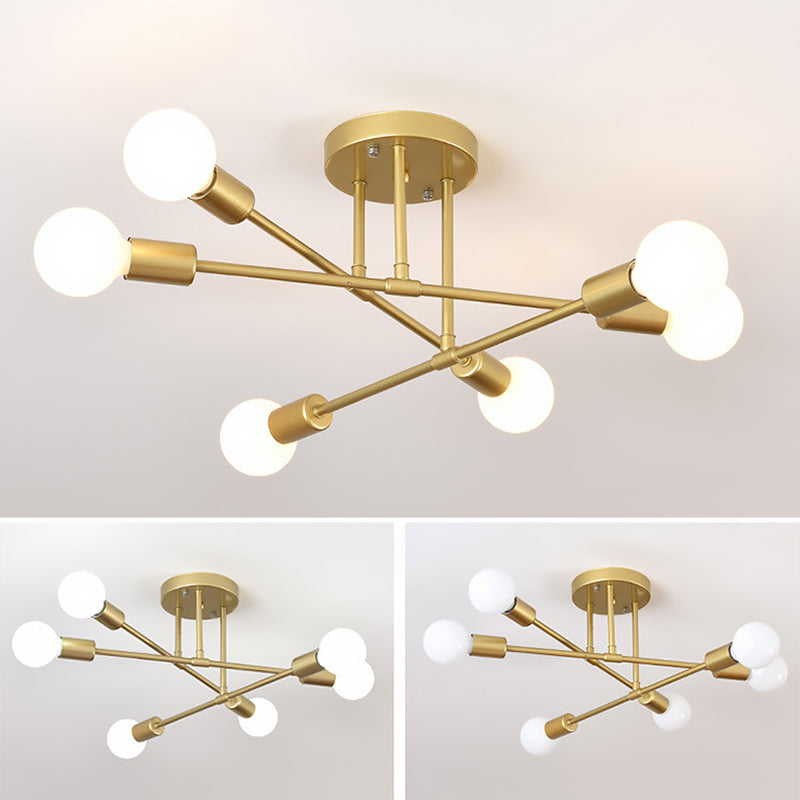 Luminaire de salle à manger de Style nordique, ampoule ouverte simple, lignes croisées, plafonnier en métal