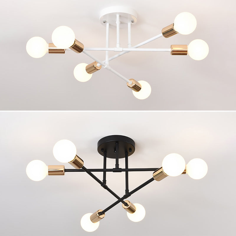Luminaire de salle à manger de Style nordique, ampoule ouverte simple, lignes croisées, plafonnier en métal