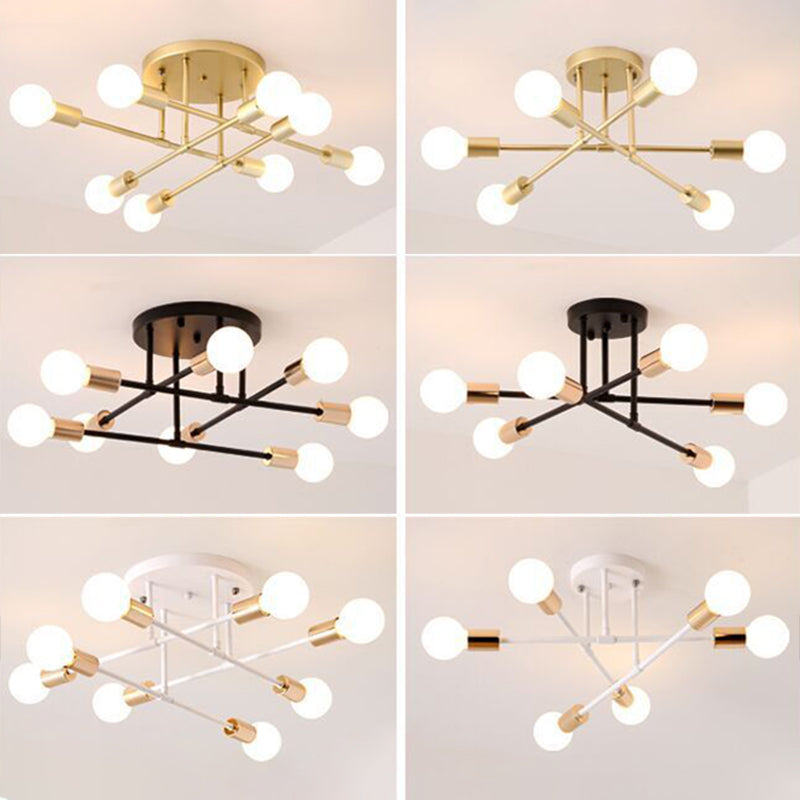 Luminaire de salle à manger de Style nordique, ampoule ouverte simple, lignes croisées, plafonnier en métal