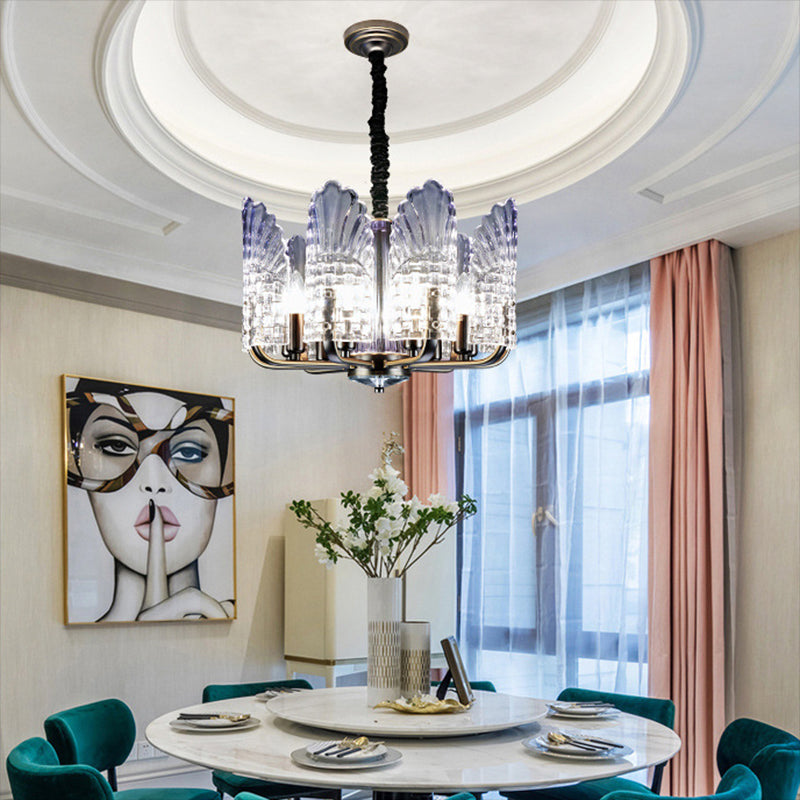 Peacock kroonluchter verlichting moderne gradiënt paarsachtig blauw glas woonkamer hangend licht