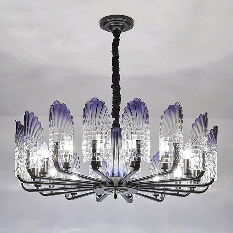 Peacock kroonluchter verlichting moderne gradiënt paarsachtig blauw glas woonkamer hangend licht