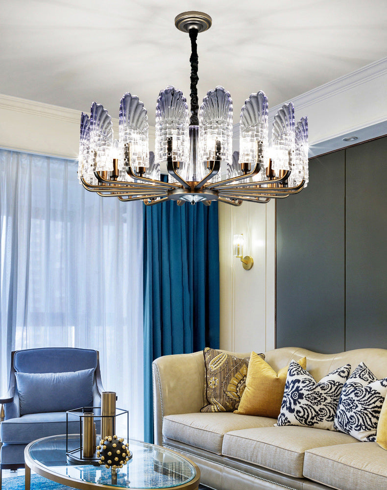 Peacock kroonluchter verlichting moderne gradiënt paarsachtig blauw glas woonkamer hangend licht