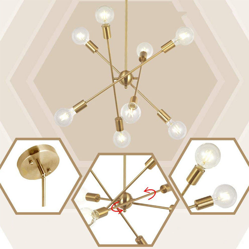 Batons Lighting de lámpara de araña molecular bombilla expuesta colgante colgante para sala de estar