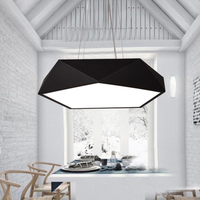 LED Pentagonal Pendant Lamp Nordic Metal Office Hanging Light with Acrylic Diffuser