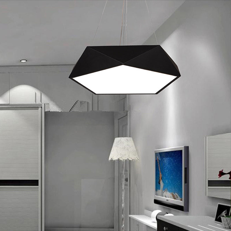 LED Pentagonal Pendant Lamp Nordic Metal Office Hanging Light with Acrylic Diffuser