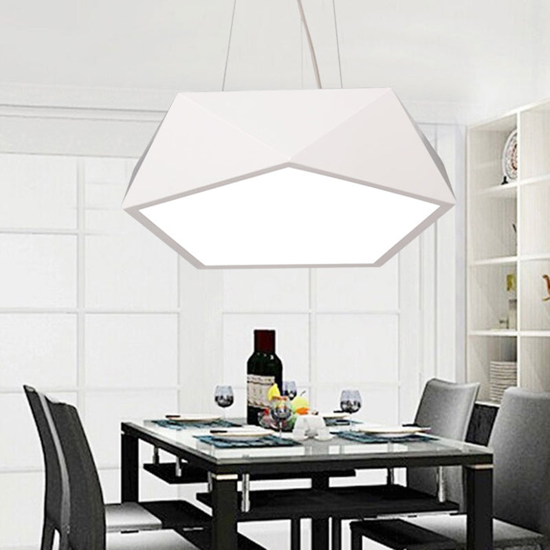 LED Pentagonal Pendant Lamp Nordic Metal Office Hanging Light with Acrylic Diffuser