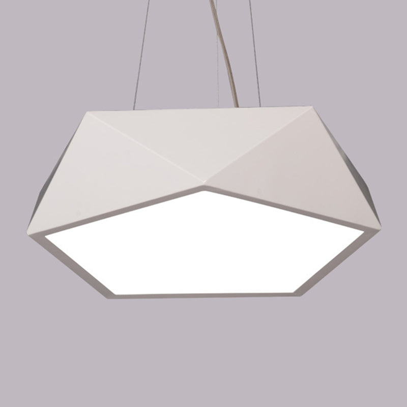 LED Pentagonal Pendant Lamp Nordic Metal Office Hanging Light with Acrylic Diffuser