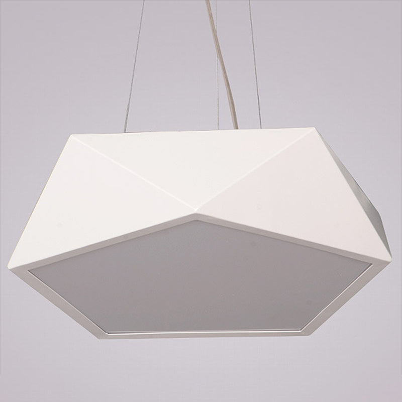 LED Pentagonal Pendant Lamp Nordic Metal Office Hanging Light with Acrylic Diffuser